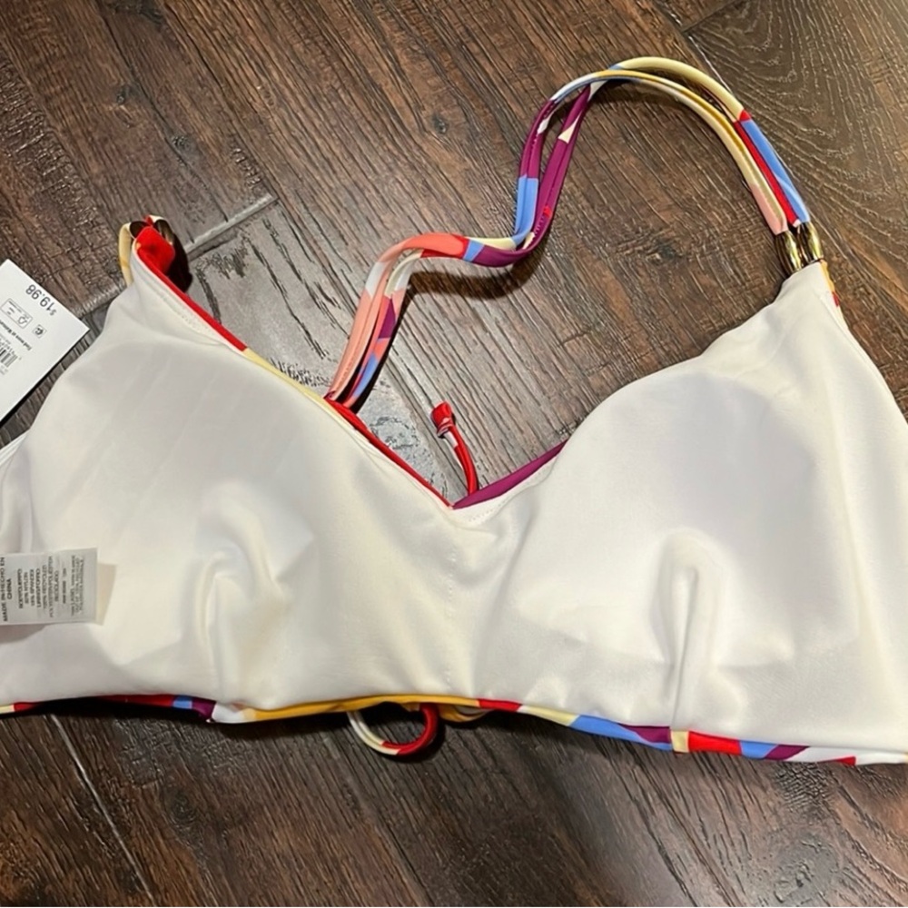 Time and Tru Floral Bikini Top - Red, Yellow, Purple - Picture 9 of 11